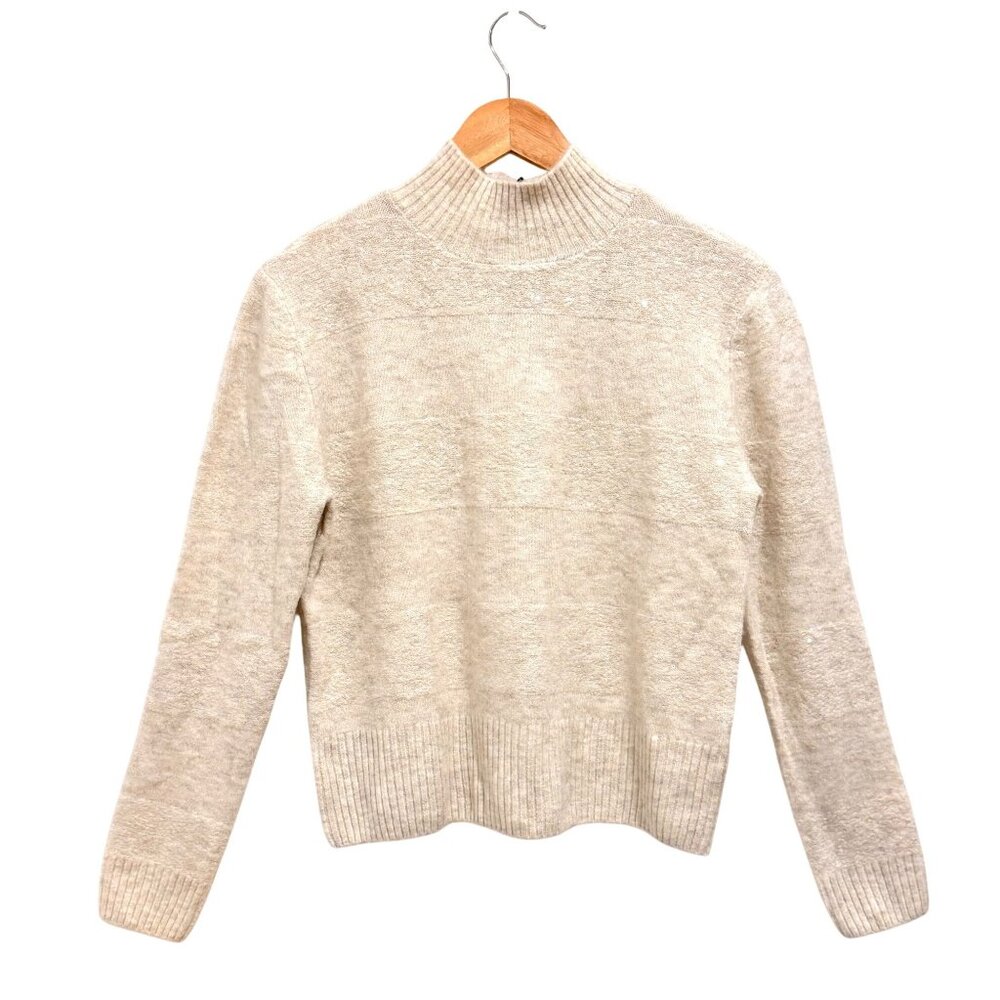 Halogen NWT Women XS Oat Mock Neck Knit Sweater Subtle Sequin Nordstrom‎